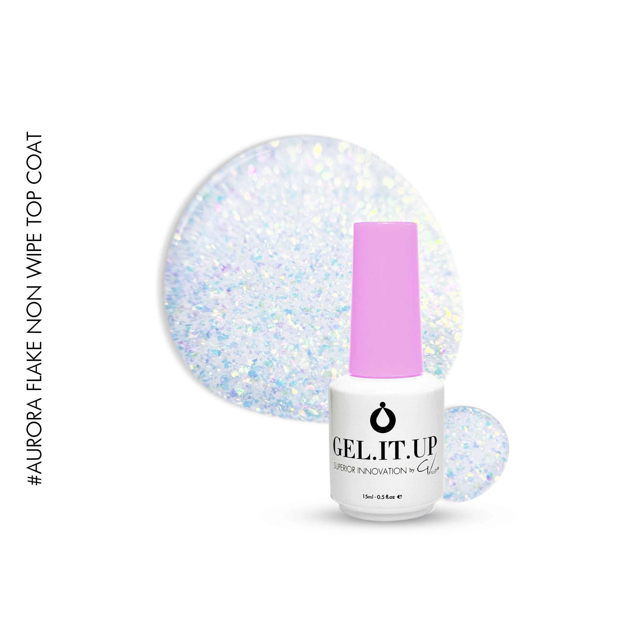 Aurora Flakes Non Wipe Top Coat 15ml effect tops